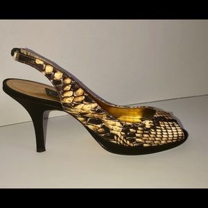 Caché Snake Print Peep Toe Slingback